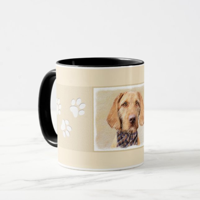 Taza Pintura de Vizsla con cabello alambrado - Arte Per (Anverso izquierdo)
