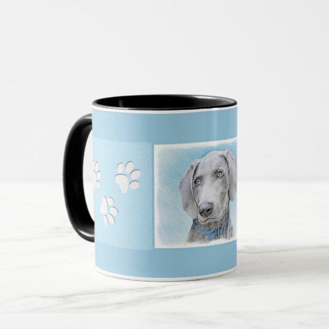 Taza Pintura de Weimaraner - Arte de Perro Original. (Anverso izquierdo)