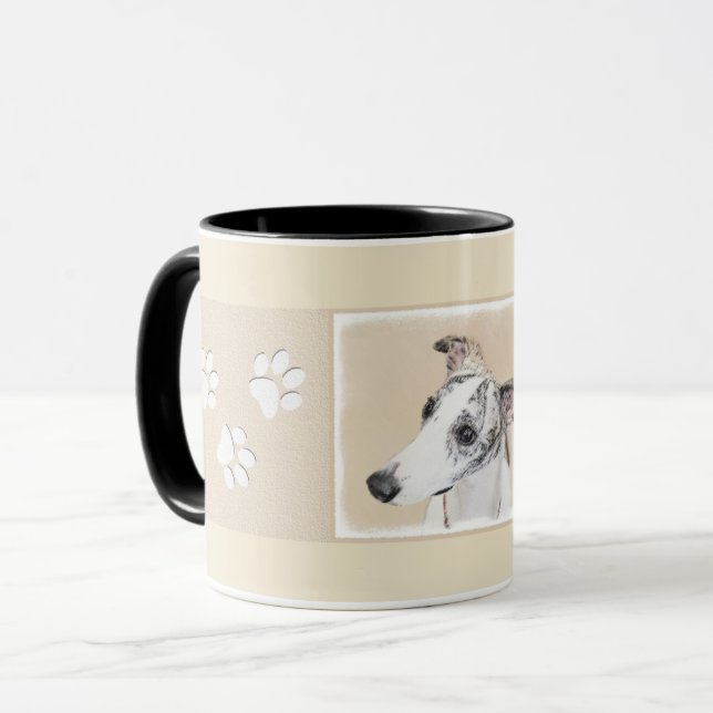 Taza Pintura de Whippet - arte original lindo del perro (Anverso izquierdo)