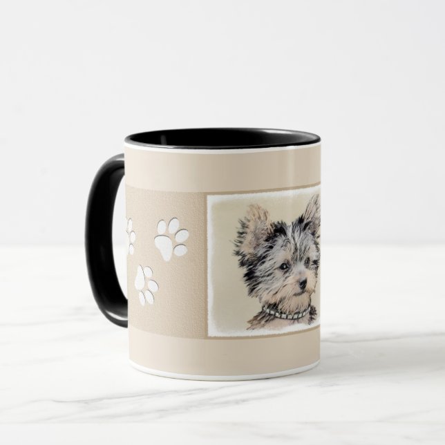 Taza Pintura de Yorkshire Terrier - arte original lindo (Anverso izquierdo)
