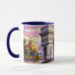 Taza Pintura en Acuarela de Monumentos de París #1