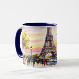 Taza Pintura en Acuarela de Monumentos de París #4
