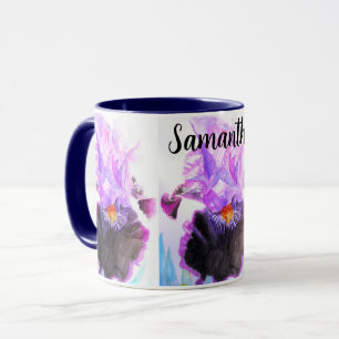 Taza Pintura floral de flor de acuarela de lirio púrpur