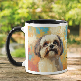 Taza Pintura impresionista de Perro Apso de Lhasa
