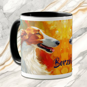 Taza Pintura impresionista de perro de Borzoi