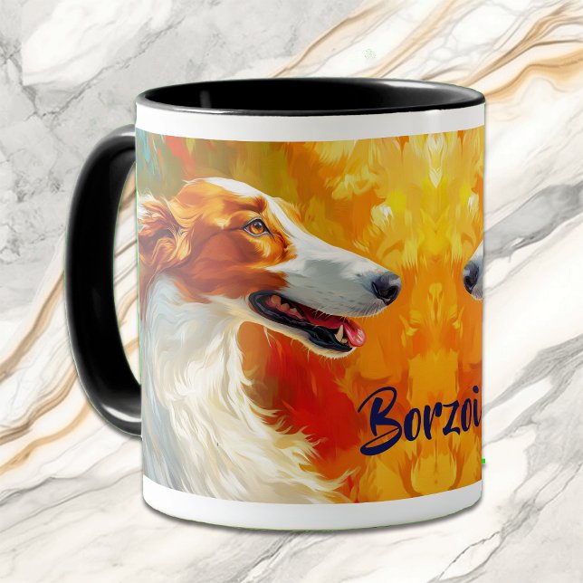 Taza Pintura impresionista de perro de Borzoi (Subido por el creador)