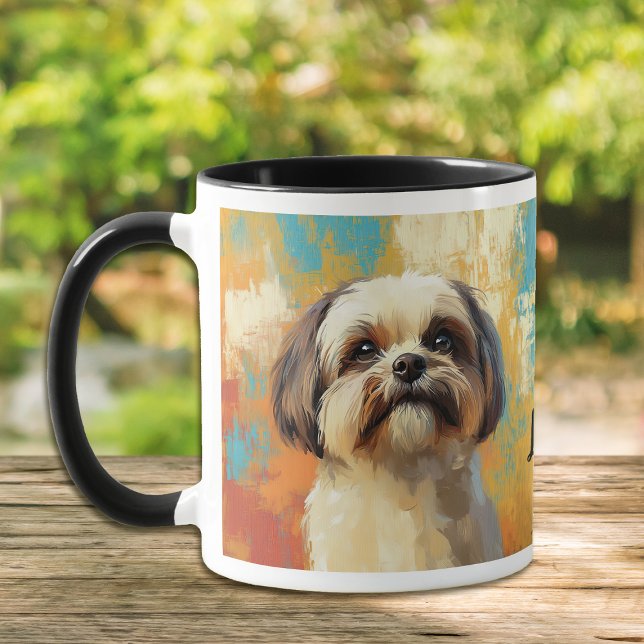 Taza Pintura Impresionista de Perro Lhasa Apso (Subido por el creador)