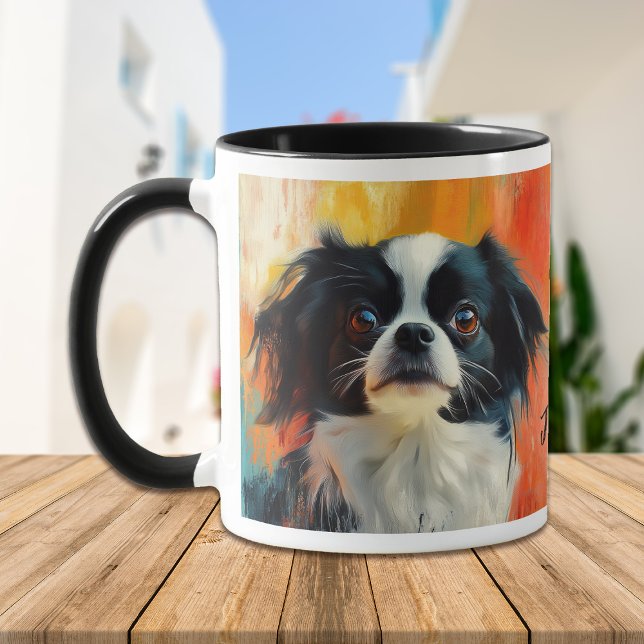 Taza Pintura impresionista del perro chino japonés (Subido por el creador)