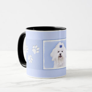 Taza Pintura maltesa - Arte de perro original muy lindo