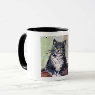 Taza pintura realista, gato
