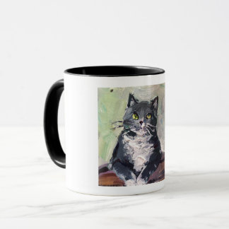 Taza pintura realista, gato