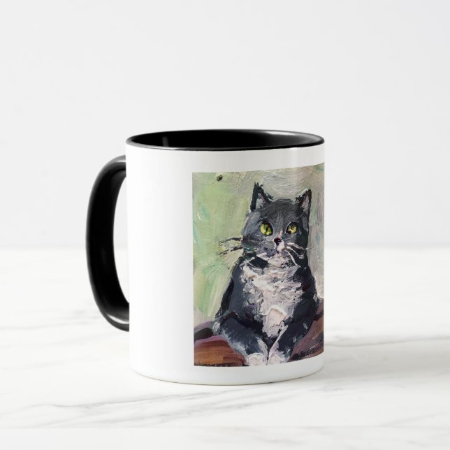Taza pintura realista, gato (Anverso izquierdo)