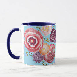 Taza Pintura rosa de flores café Bouquet Mug