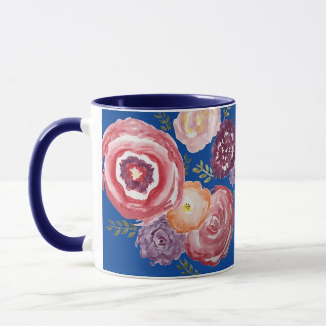 Taza Pintura rosa de flores café Bouquet Mug (Izquierda)