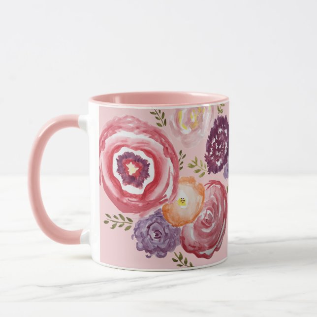 Taza Pintura rosa de flores café Bouquet Mug (Izquierda)