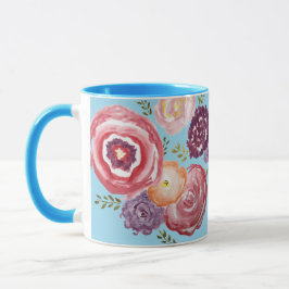 Taza Pintura rosa de flores café Bouquet Mug