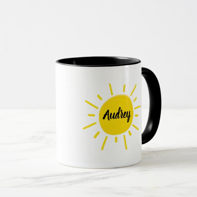 Taza Pintura Soleada Sol Amarillo Caprichoso (Anverso derecho)