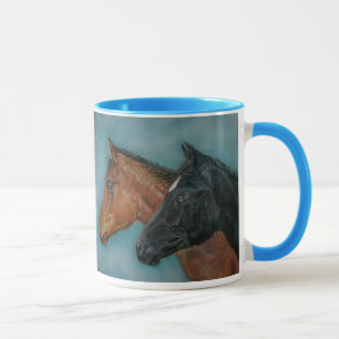 Taza pinturas equinas de folios negros de castaño