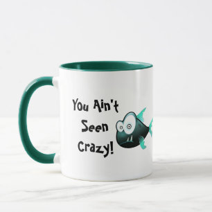 Taza Piranha Loco, Diseño de Pez de Dibujos Animados Di