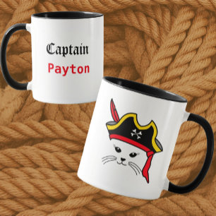Taza Pirata de gato pequeño personalizable
