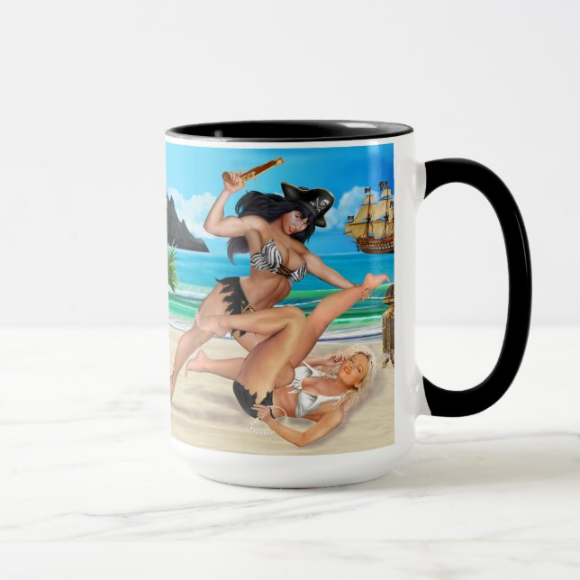 TAZA PIRATAS MUJERES PELEANDO (Derecha)