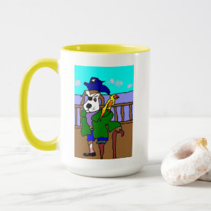 Taza Pirate Pup Pete Y Sally Parrot