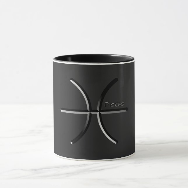 Taza PISCES, Abstract Design of Zodiac Rótulo, T-Shi (Centro)