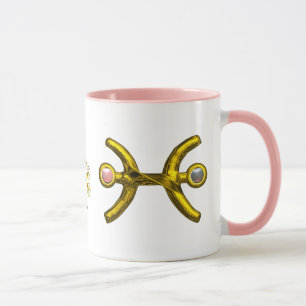 TAZA PISCES GOLD ZODIAC JEWELS DE CUMPLEAÑOS CON PERLAS