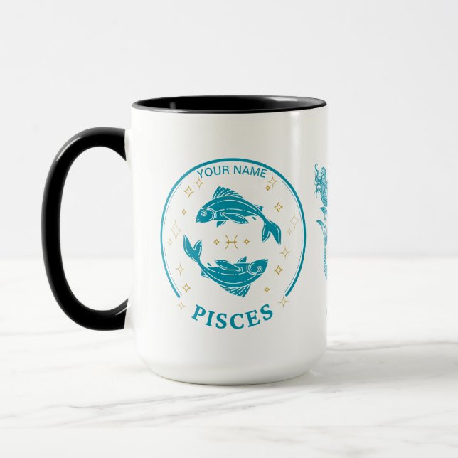 Taza Pisces personalizados Zodiac 15 oz Coffee Mug (Izquierda)