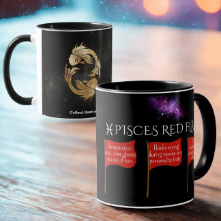 Taza Pisces Red Flags Astrología Mug | Gracioso regalo 