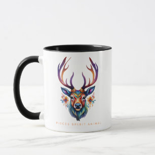 Taza Pisces Spirit Animal Deer Face Alebrije