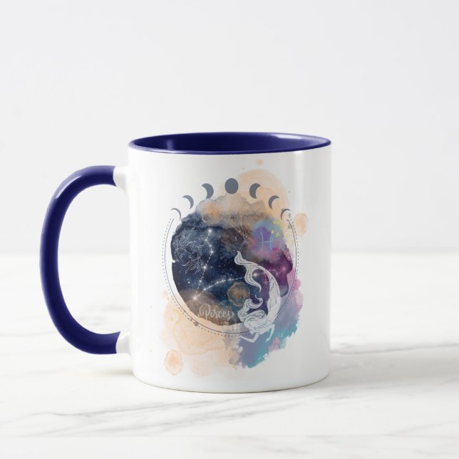 Taza Pisces Zodiac flor mug para regalo de cumpleaños (Izquierda)