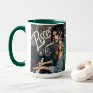 Taza Pisces Zodiac Músico Piano