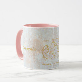 Taza Pisces Zodiac Star Sign Galaxia Monograma Purpurin