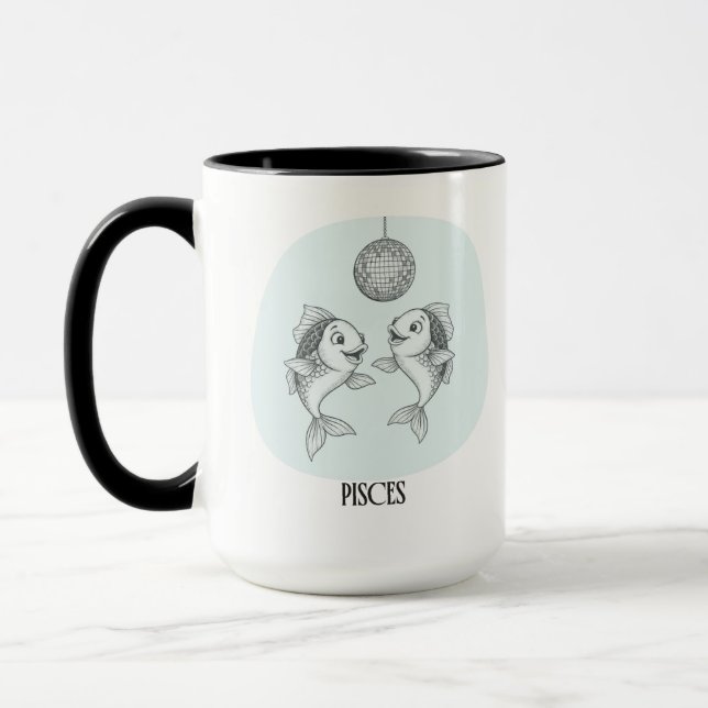 Taza Piscis Pez Divertido Disco Cumpleaños Fiesta Zodia (Izquierda)