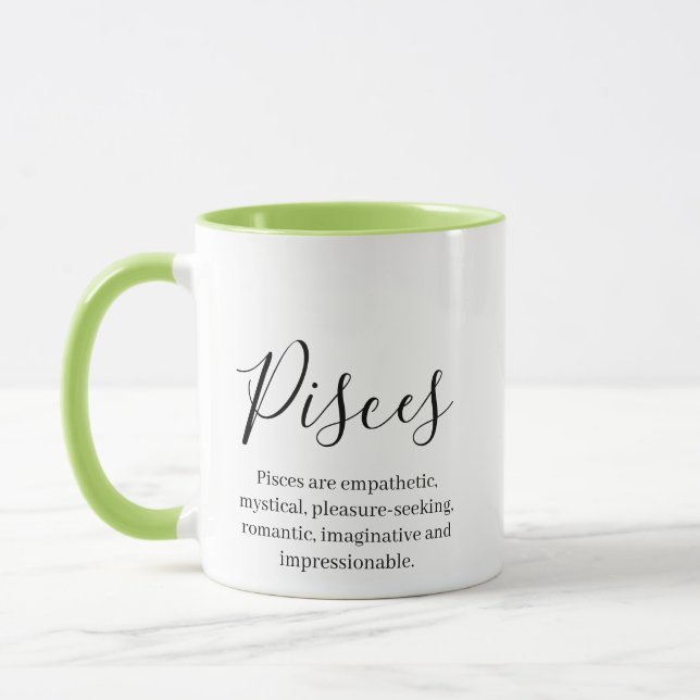Taza "Piscis Zodiac personalizado Nombre y rasgos (Izquierda)