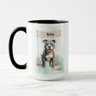 Taza Pit Bull Terrier Acuarela Perro Personalizado