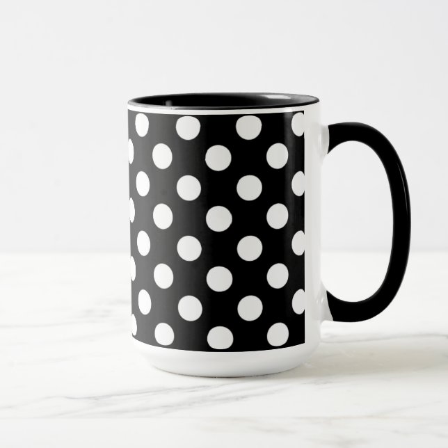 Taza Pitch Black And Big White Polka Dots (Derecha)