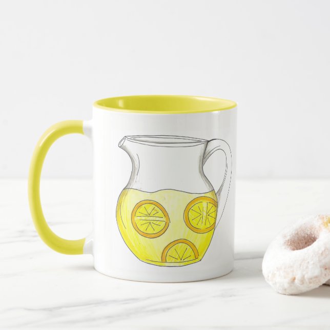 Taza Pitcher de cítricos amarillos de limón de lemonade (Con donut)