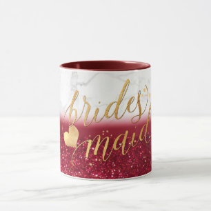 Taza PixDezines Marble de la dama de honor+Oro+Purpurin