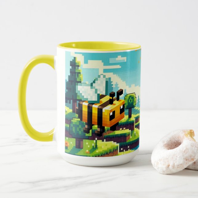 Taza Pixel Buzz: La Sunny Meadow Adventure (Con donut)