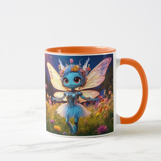 Taza Pixie Robot Ballerina bailando en flores silvestre (Derecha)