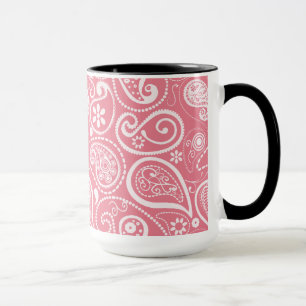 Taza Pizarra retra; Rubor Paisley rosada; Floral