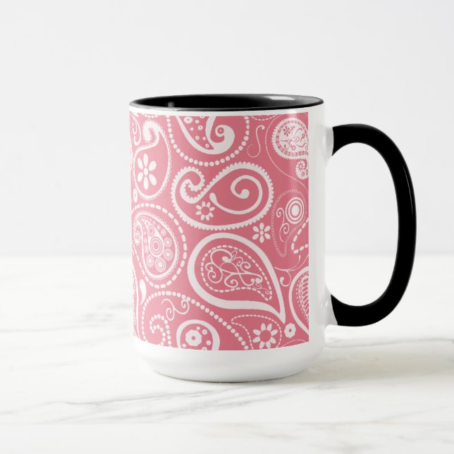 Taza Pizarra retra; Rubor Paisley rosada; Floral (Derecha)