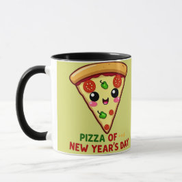 Taza pizza del día de año nuevo