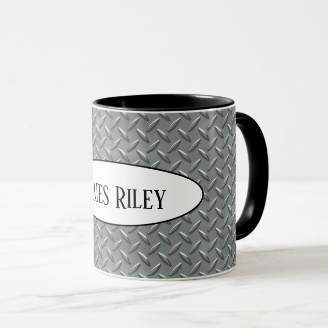 Taza placa de diamante metalizado con nombre (Anverso derecho)