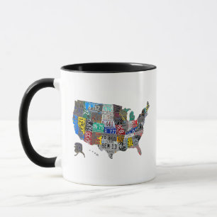 Taza Placa de licencia de bandera de mapa de Estados Un