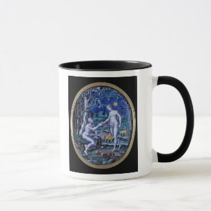 Taza Placa de Limoges que representa Adán y a Eva,