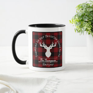 Taza Placa personalizada de búfalo rojo y negro