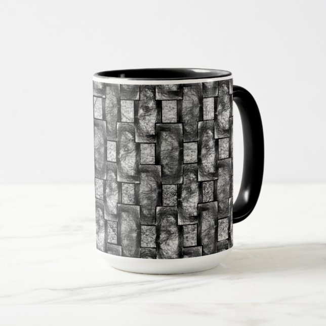 Taza Placas rectangulares grises talladas y manchadas (Anverso derecho)